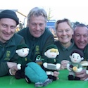 Knitted gardners by Sue Ball